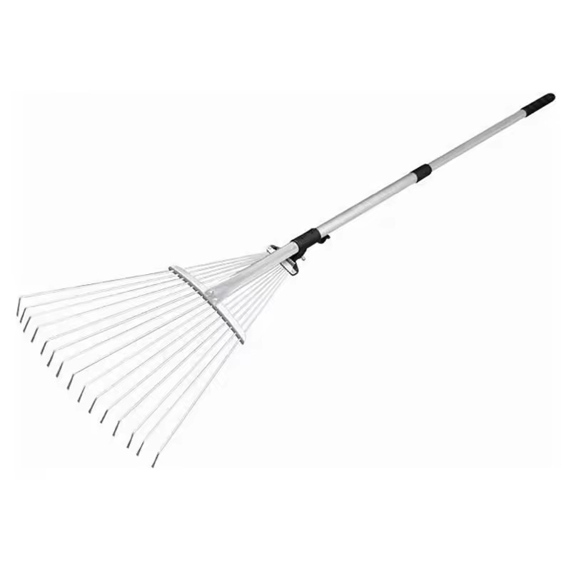 15 Teeth Telescopic Garden Rake with Handle 0.6mm Thickness Aluminum Handle Garden Steel Rake
