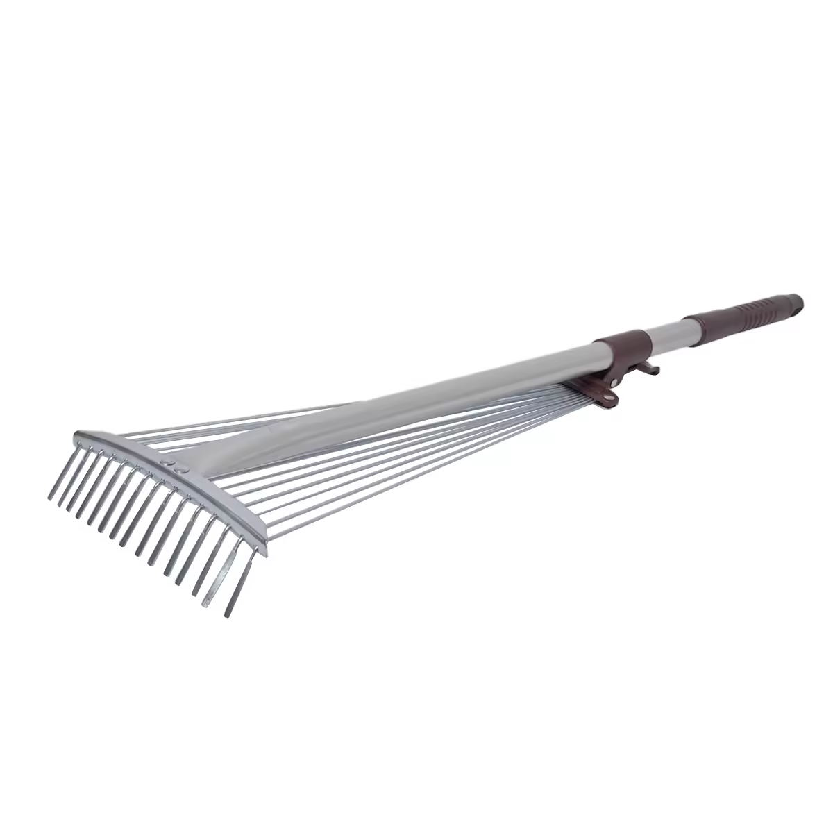 15 Teeth Telescopic Garden Rake with Handle 0.6mm Thickness Aluminum Handle Garden Steel Rake