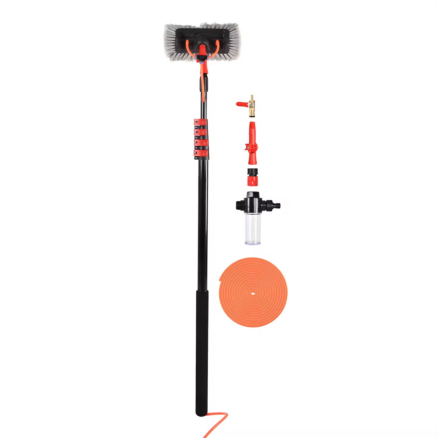  Glass Wiper 4.5m/7m Length Water Fed Brush 5-section Pole Long Handle Cleaning Window Brush