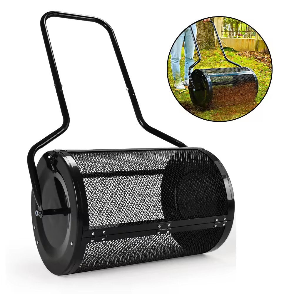 Garden Manure Spreader Lawn Fertilizer Spreaders Thickened Mesh Type Compost Spreader Roller
