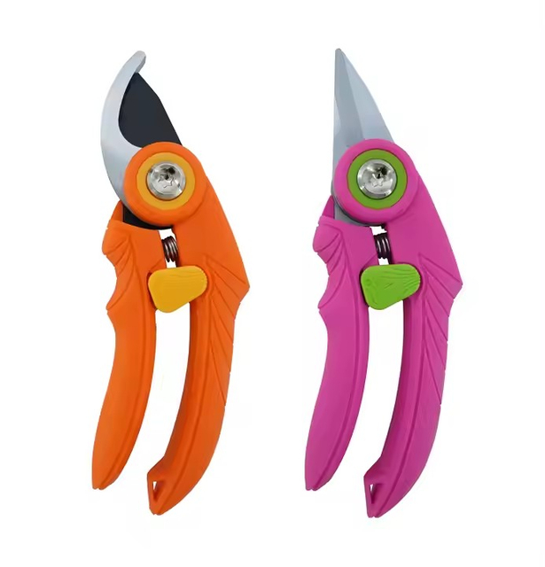 Plastic Handle 2pcs Bypass Garden Pruner Sk5 Blade Manual Garden Plant Pruners Scissor