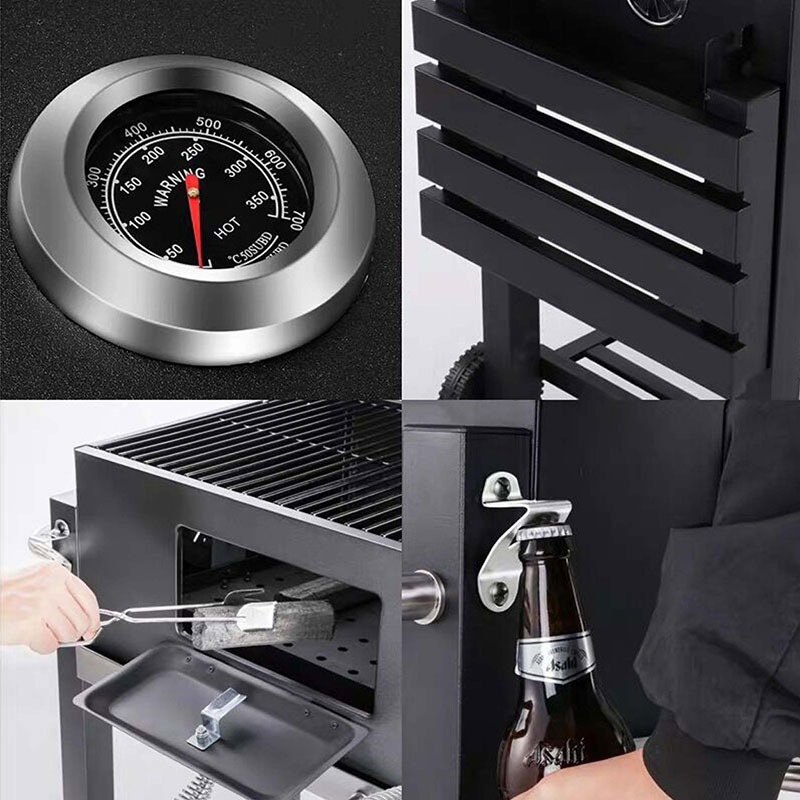 Hot Sale Easy Assembly Foldable Cart Barrel Portable Stainless Steel Backyard Outdoor Charcoal BBQ Grills