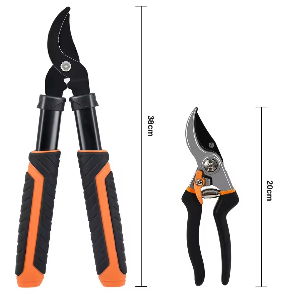 2 Pieces Pruning Shear Gardening Hand Bypass Secateurs Lopper Shear Set