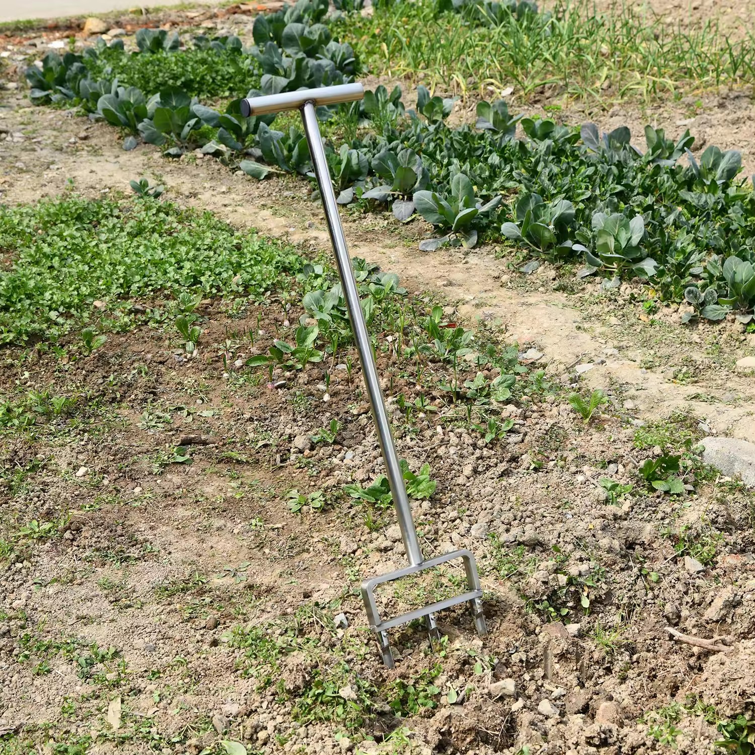 Manual Garden Lawn Aerator Hollow Tine Stainless Steel Yard Turf Lawn Core Aerator