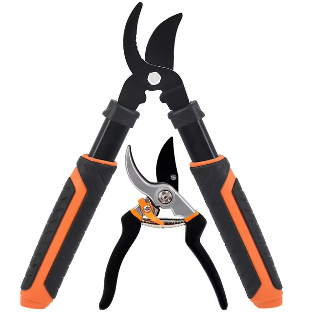 2 Pieces Pruning Shear Gardening Hand Bypass Secateurs Lopper Shear Set