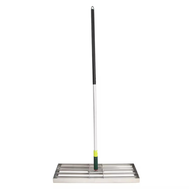 Heavy Duty Effort Saving Stainless Steel Wide Lawn Leveling Tool Soil Dirt Surfaces Leveler Rake for Yard Garden
