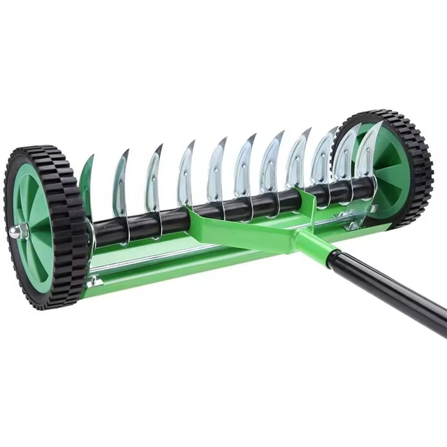 New Design Steel Lawn Aeration Tool Hand Push Lawn Rolling Spike Aerator