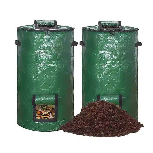 Compost Bag Durable Collapsible Garden Leaf Bags Waste Lawn Pool Yard Leaf Bag With Handles 57L