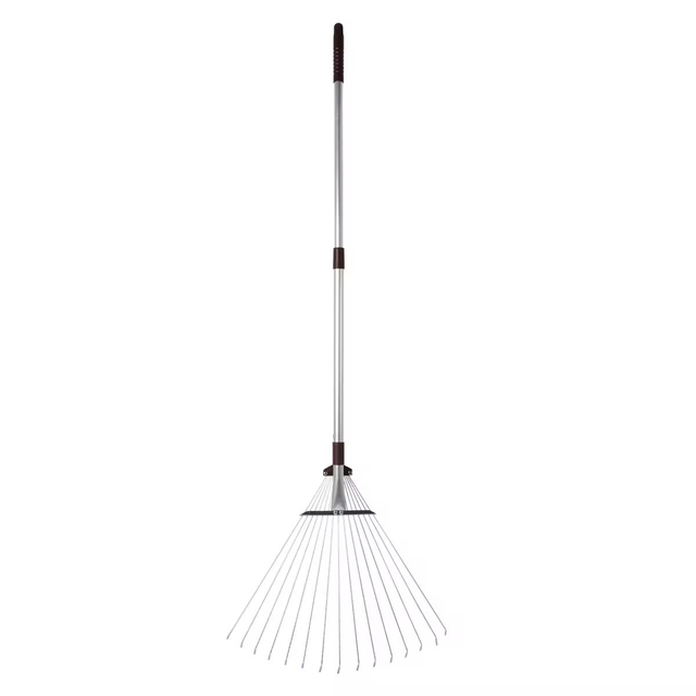15 Teeth Telescopic Garden Rake with Handle 0.6mm Thickness Aluminum Handle Garden Steel Rake