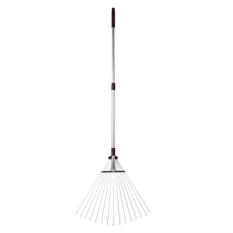 15 Teeth Telescopic Garden Rake with Handle 0.6mm Thickness Aluminum Handle Garden Steel Rake