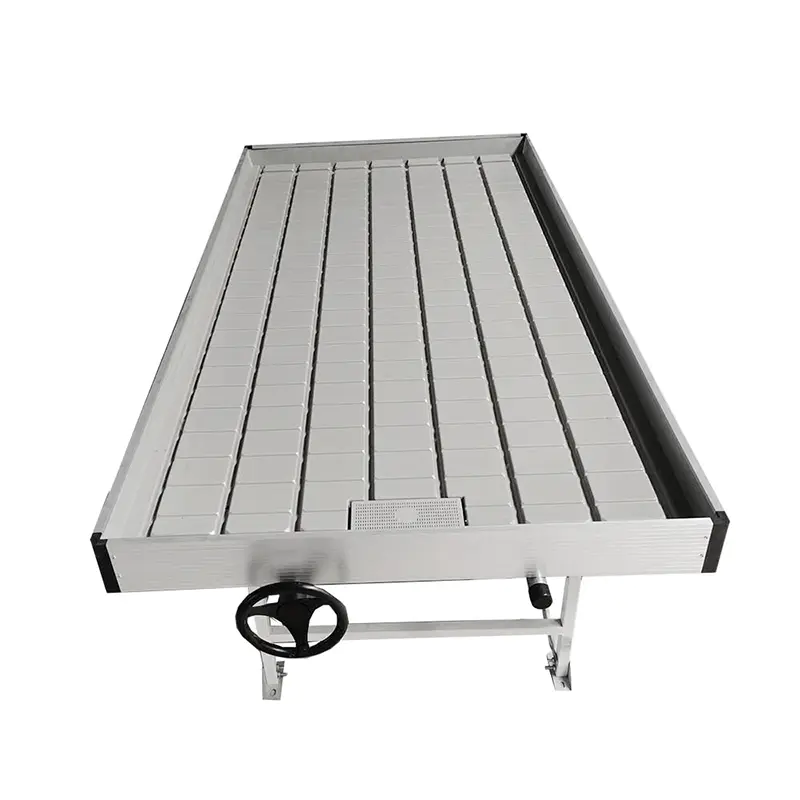 Ebb And Flow Hydroponics Table Cultivating Using Movable Benches