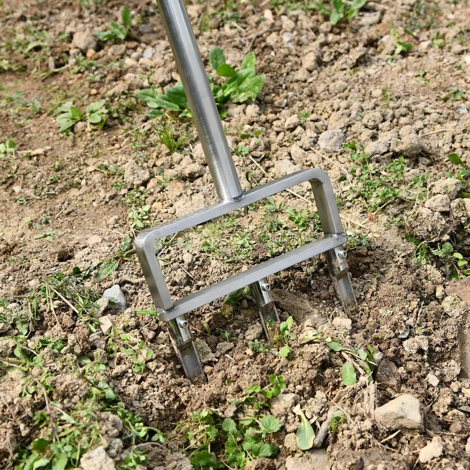 Manual Garden Lawn Aerator Hollow Tine Stainless Steel Yard Turf Lawn Core Aerator