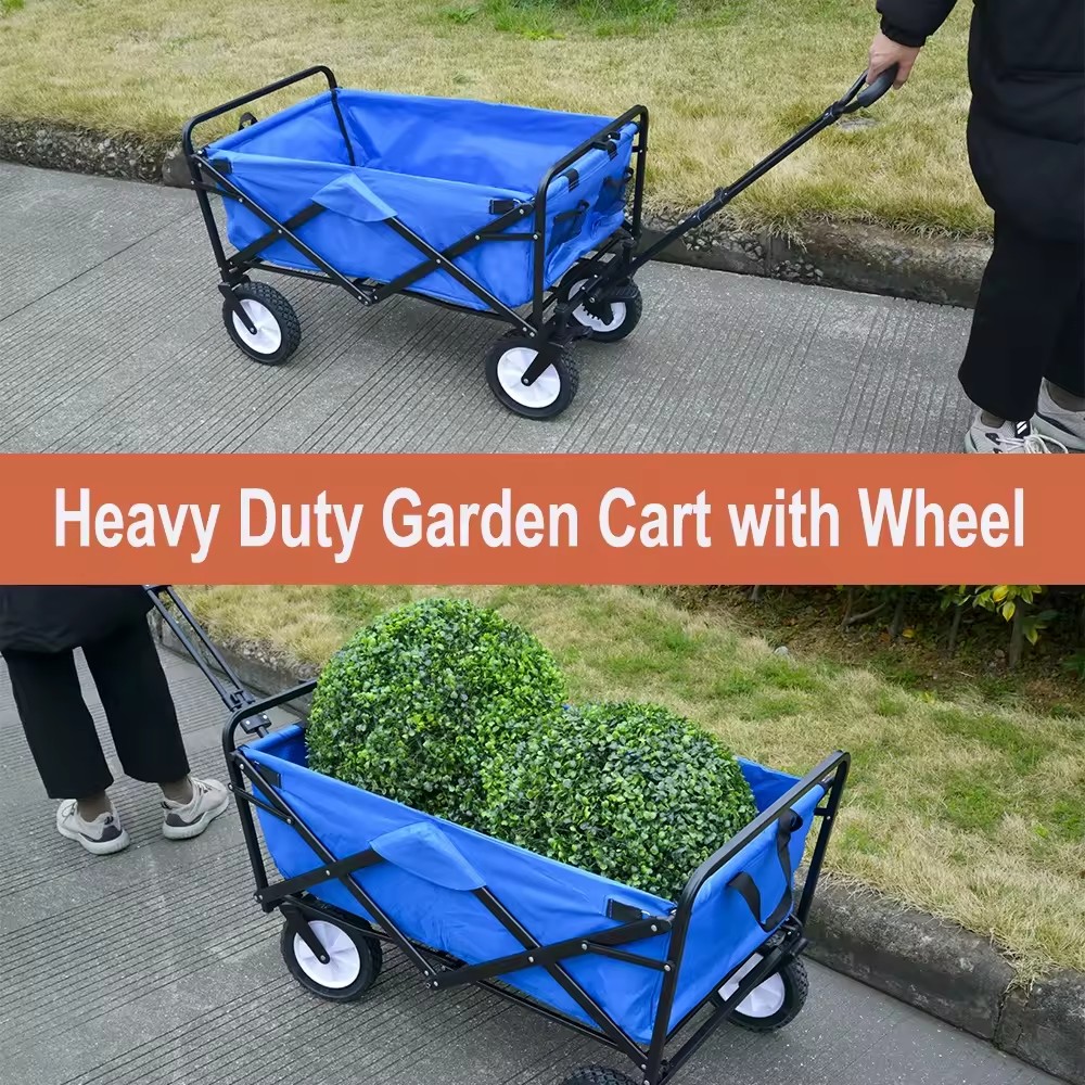 Heavy Duty 68KG Capacity Folding Camping Garden Beach Wagon Hand Pull Cart with 4 wheels