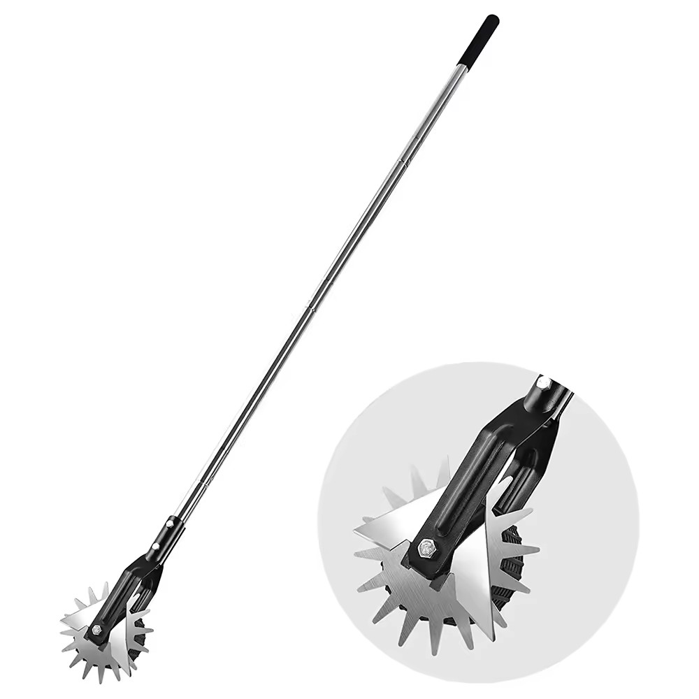 Stainless Steel Adjustable 4 Sections Garden Rolling Manual Lawn Edger Wheel Rotary Edger