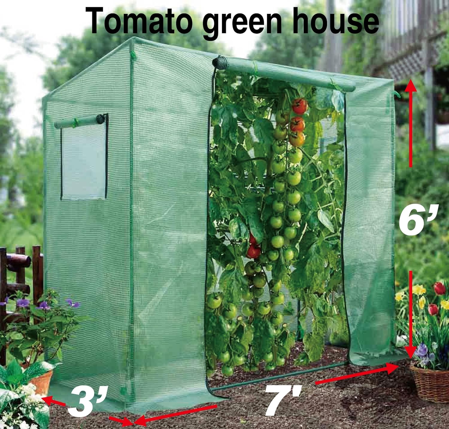 7'X3'X6' Portable Tomato Greenhouse Walk-in Greenhouse Outdoor Planting Green House Customizable